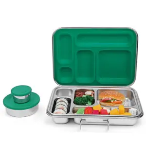 Aohea metal 5 compartments lunch box 304 stainless steel bento box seals with silicone leak proof lunch food box