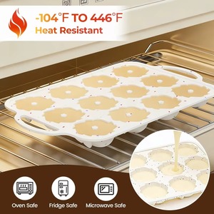 Factory Beige 12 Cups LFGB Non Stick BPA Free Metal Reinforced Frame <b>Silicone</b> Cupcake Pan Muffin Baking Mold - Product Image 3
