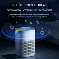 Purificateur d'air portable USB-C en plastique avec filtres HEPA et charbon actif, veilleuse silencieuse, diffuseur d'arômes, commande manuelle, utilisation sur bureau