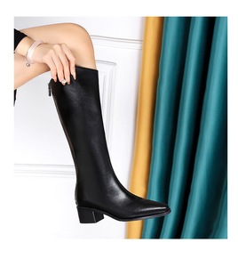Bottes longues vintage pour femme, style chevalière, à talons épais et hauts, bottes hautes au genou, design de créateur - Product Image 4