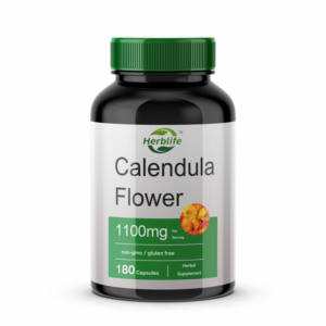 Cápsulas de Flor de Caléndula 1100mg - Venta al por Mayor - Personalizable - OEM |   180 unidades |   Suplemento Herbal Sin Gluten y Sin OMG - Product Image 1