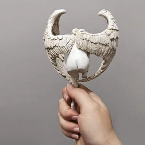 Estatuilla <span class=keywords><strong>de</strong></span> Ángel para decoración del hogar con ala grande <span class=keywords><strong>de</strong></span> resina, Ángel triste, jardín <span class=keywords><strong>de</strong></span> hadas, estatua para exteriores, decoración - Product Image 3