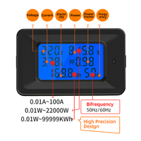 Pengukur Daya AC Digital Voltmeter & Ammeter 100A Fase Tunggal AC110-250V Panel Layar LCD Monitor Daya Aktif Watt