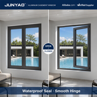 Fenêtre à battant en alliage d'aluminium étanche JUNYAO Factory Pool House 5+27A+5 Low-E insonorisée à rupture de pont thermique Energy Star CE OEM