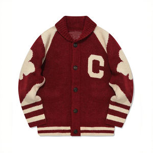 사용자 정의 OEM 로고 디자이너 교복 카디건 스웨터 남성 니트웨어 편지 대표팀 울 니트 남성 카디건 스웨터 - Product Image 3