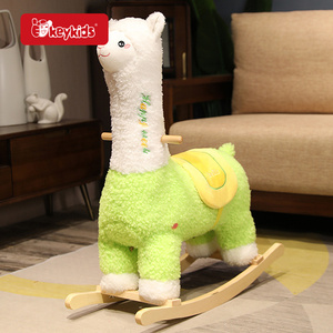 Kuda Goyang Boneka Anak Bentuk Anak Anjing Lucu Warna Kuning-Putih dengan Alas Kayu - Mainan Tunggang untuk Anak-Anak W16D188 - Product Image 6
