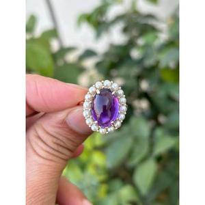 925 Silver Amethyst & Freshwater Pearl <b>Ring</b> Gold Natural Amethyst Diamond <b>Ring</b> for Women Dainty Amethyst Diamond <b>Ring</b> - Product Image 6