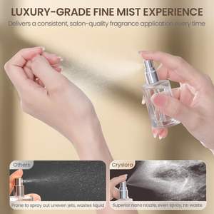 Flacons vaporisateurs de parfum en verre carrés plats portables et rechargeables de 30 ml et 50 ml avec couvercle en bois - Product Image 4