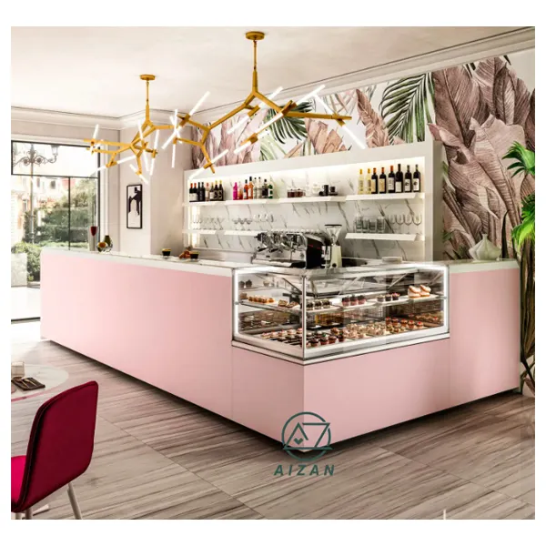 Özel cafe kahve kabarcık çay dükkanı bar sayacı casher sayaç modern pembe restoran bar sayacı tasarım
