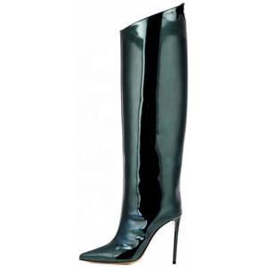 Large Size 47 Bright Leather Women Knee High <b>Boots</b> Soft Satin Pull on Long <b>Boots</b> High Heels Ladies Pumps Shoes - Product Image 6
