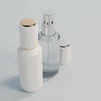 LANCAI Lot de 4 flacons pompe à lotion ronds en verre de tailles variées, luxe, 30/50 ml, finition blanche mate transparente, gravure métallique