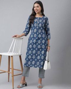 Algodón más vendido con estampado Mil con ropa de fiesta elástica Kurtis Pent para mujer disponible a precio asequible - Product Image 5