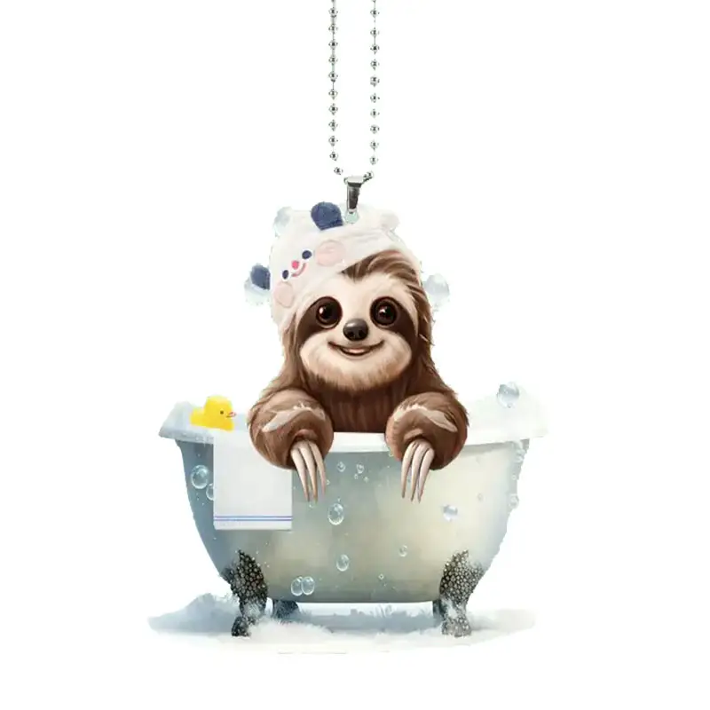 Penjualan terlaris liontin akrilik datar gaya baru dekorasi sloth mandi untuk mobil dan ransel atau hadiah gantungan kunci
