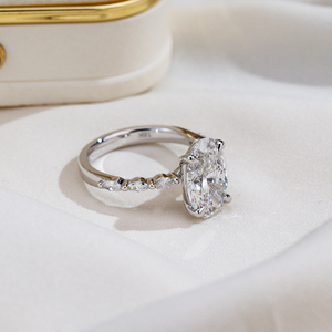 Messi Jewelry MSR-2133 18K Gold Oval Shape Solitaire <b>Diamond</b> <b>Ring</b> Lab Grown <b>Diamond</b> <b>Ring</b> Engagement <b>ring</b> - Product Image 3