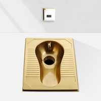 WC à la turque robuste en acier inoxydable SUS304 doré, sans bride, antidérapant, pour toilettes publiques commerciales, équipement de salle de bain OEM