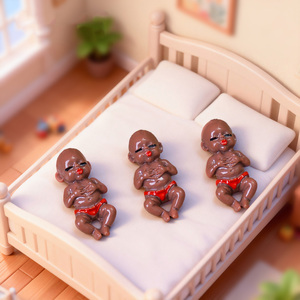 Mini Statuette in Resina di Bambino Dormiente Nero, Ornamento in Miniatura per Micro Paesaggi, Giardino delle Fate, Portachiavi, Decorazioni Fai-da-Te - Product Image 3