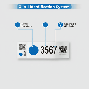 3-in-1 ID tags scannable QR code ID stickers large number ID <b>labels</b> <b>waterproof</b> vinyl stickers luggage ID labelswith QR code - Product Image 1