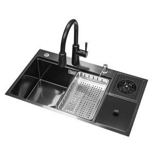 Évier de cuisine sur mesure haut de gamme à prix de gros, multifonctionnel, en acier inoxydable, à cuve simple/double, épaissi, fait main - Product Image 5