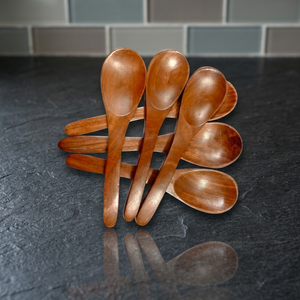Ensemble de 6 cuillères à soupe et à sucre classiques en bois de haute qualité de 6 à 8 pouces, cuillères à sel écologiques, vente en gros M. R. S. EXPORTS - Product Image 1