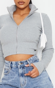 Top da donna con <span class=keywords><strong>Zip</strong></span> Jumbo a costine e collo alto Casual OEM <span class=keywords><strong>felpa</strong></span> da ragazza giacca da allenamento personalizzata da donna - Product Image 2