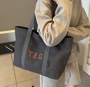 Túi tote canvas in logo tùy chỉnh, dung tích lớn, chất liệu dày, họa tiết chữ sọc tái sử dụng - Product Image 4
