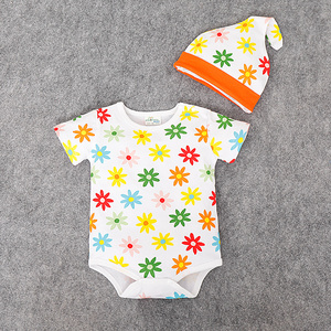 Producto Más Vendido, Ropa de Bebé de Boutique, Mono de Verano de Manga Corta con Gorro para Niños Pequeños - Product Image 4