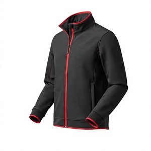 Black Softshell Tracksuit <b>Jacket</b> Zip Up Stand Collar <b>Lightweight</b> Outdoor Workwear Sportswear - Product Image 3