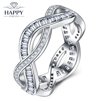 Bague en moissanite entièrement sertie de pierres entrelacées avec des bandes courbées en argent sterling S925 plaqué rhodium et or 14 carats, certifiée GRA
