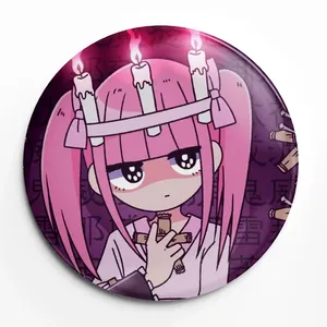 เข็มกลัดอนิเมะลายการ์ตูน Menhera Chan Kawaii พิมพ์ลาย UV บนโลหะผสมสังกะสี ปุ่มกดแบบนุ่ม ขนาด 58 มม. ของขวัญเครื่องประดับ - Product Image 2