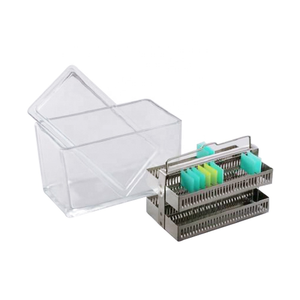 Glass <b>Plastic</b> <b>Slides</b> Staining Jars 60pcs Laboratory Storage Container With Lid For Microscope <b>Slide</b> Preservation - Product Image 1