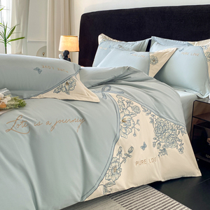 Ensemble de literie de luxe en coton 100% à fibres longues brossées de qualité supérieure, 4 pièces, simple, écologique, toutes saisons, doux pour la peau, sans peluches - Product Image 4