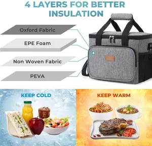 Büyük yalıtımlı termal yemek hazırlık 15L öğle yemeği soğutucu kutu çantası yetişkinler için kadın erkek ofis özel moda su geçirmez yeni stil 2022