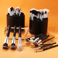 Nouvelle arrivée manche en bois noir brillant de luxe personnalisé 42 pièces ensemble de pinceaux de maquillage cosmétique professionnel avec seau