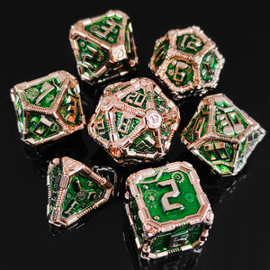 Ensemble <span class=keywords><strong>de</strong></span> dés polyédriques en alliage <span class=keywords><strong>de</strong></span> zinc massif, peints à la main, style cyberpunk, émail vert, pour jeux <span class=keywords><strong>de</strong></span> rô<span class=keywords><strong>le</strong></span> (Dungeons & Dragons) - Product Image 5