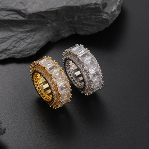 Trapezoidal Full Zircon <b>Ring</b> Double Layer, Male and Female <b>Couples</b> Simple <b>Ring</b> Personality - Product Image 2