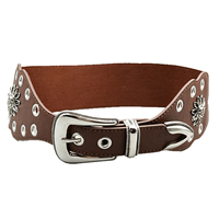 Mädchen Western Cowgirl 3cm PU-Leder Gürtel mit Metallschnalle, elastischem Rücken und Blumenmuster-Ösen für Freizeit-Denim