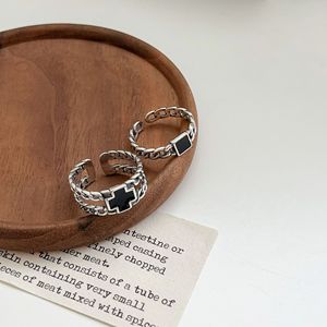 S925 Sterling <b>Silver</b> Cross <b>Ring</b> With Epoxy Resin Inlay For Women Everyday Wear - Product Image 4
