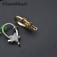 Collier fermoir en perles de luxe, plaqué or, grande taille, en Zircon, Micro pavé, étoile, fermoir à homard