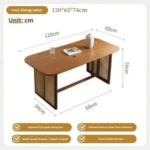 <span class=keywords><strong>Table</strong></span> à manger en bois massif Wabi-Sabi aux coins arrondis, style moderne et simple, pour petit appartement, combinaison <span class=keywords><strong>table</strong></span> et chaises - Product Image 6
