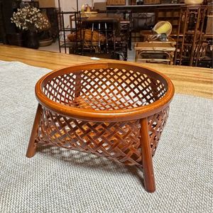 <b>Bamboo</b> Woven Storage Basket Round Large Size 18x8 For Kitchen Food <b>Container</b> Standing Type - Product Image 3
