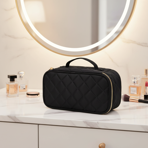 Borsa cosmetica da viaggio impermeabile da donna e borsa per Organizer cosmetica leggera a doppio strato con <span class=keywords><strong>porta</strong></span> pennelli per il <span class=keywords><strong>trucco</strong></span> - Product Image 6