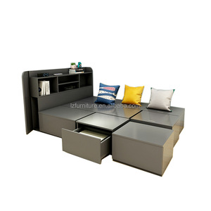 Low Price Compact Modular Storage Bed with Wooden Wardrobe Customizable <b>Small</b> Space Bedroom Furniture Sets For Studio Apartment - Product Image 6