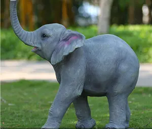 Grosir 02 patung-Patung Taman Dekorasi Taman, Patung Gajah Hewan Serat Kaca Kualitas Tinggi