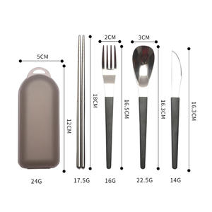 Ensemble de <span class=keywords><strong>couverts</strong></span> portables en acier inoxydable 304, cuillère <span class=keywords><strong>à</strong></span> <span class=keywords><strong>salade</strong></span> pliable, fourchette, couteau, baguettes, ensemble de quatre pièces pour pique-nique - Product Image 5