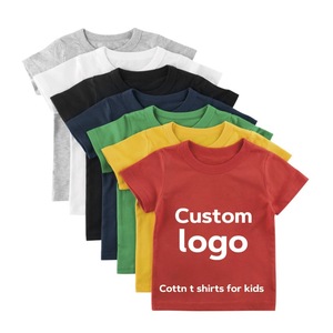 Custom Logo Children's Short Sleeved T-shirts Promotional Advertising Cotton T Shirt Solid Color Plain Kids Clothing Wholesale