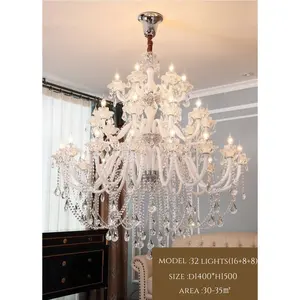 Modern Luxo claro K9 Cristal Chandelier braços de vidro para Sala Quarto Villa Hotel hall pendurado Pingente luz decoração home