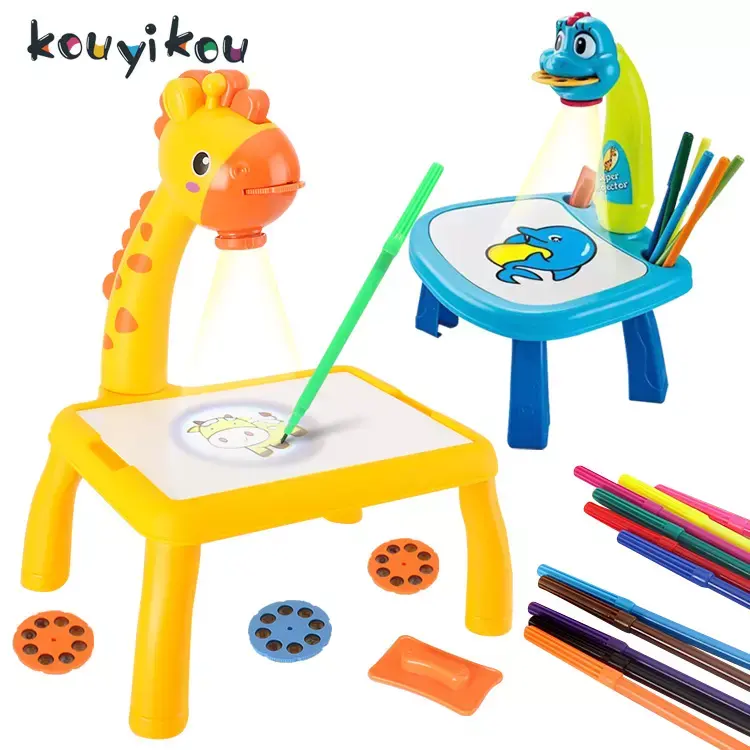 Kouyikou factory direct sales graffiti painting tablet with light LED projector water pen art drawing table for kid