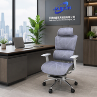 Fauteuil de bureau moderne de style nouveau avec support lombaire ergonomique réglable, repose-pieds en maille à motif poisson, accoudoirs et fonction pivotante