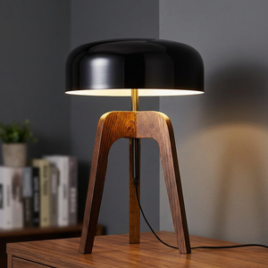 Lampe de table décorative en bois massif de style nordique rustique, LED, lumière blanche chaude, abat-jour en métal sans abat-jour, E26/E27, CRI80, salon, chambre à coucher - Product Image 5