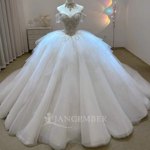 Sparkly Ball Gown <b>Wedding</b> Dresses Beading Sequins Short Sleeve Off The Shoulder Bridal Dresses Lsjj74 Jancember - Product Image 1